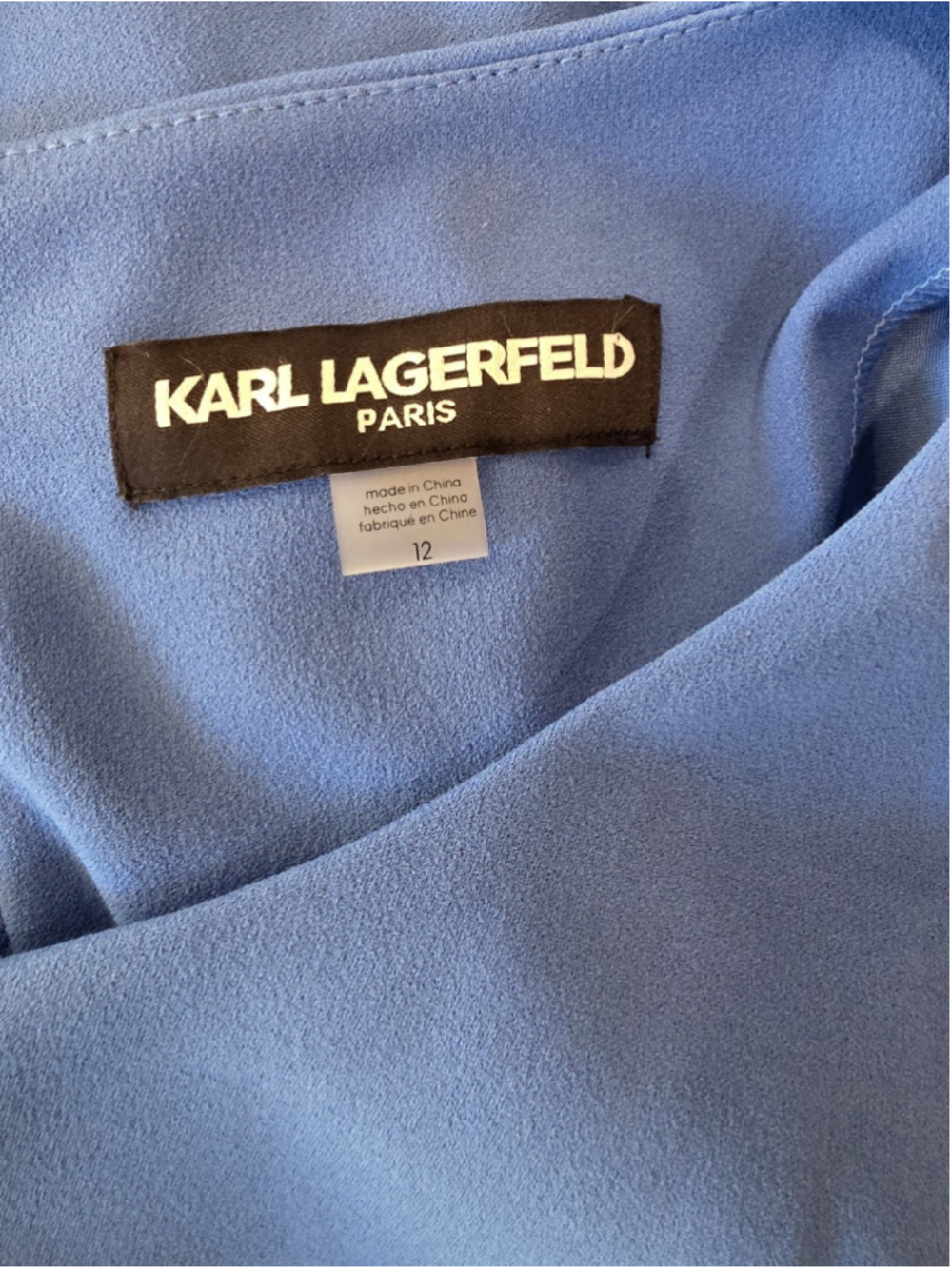 Karl Lagerfeld Womens Short Ruched Sleeve Jewel Blue Neck Sheath Dress Size 12 - Picture 11 of 12